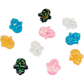 Miniatyrbilde 1 av 5: 30 stk. tilfeldig blandede bling farger Hamsa håndperler flate harpiks imitasjon opal fargede håndflate avstandsperler for smykkelaging