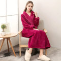 Miniatyrbild 1 av 9: 1 st par stil badrock, tjock långärmad lång badrock, supermjuk loungewear, lång rock för höst och vinter, badrumstillbehör XL Rose Red