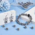 Miniatyrbillede 5 af 5: 50 stk. 10 mm Stribede Rhinestone Perler Sort Hvid Ler Perler Polymer Ler Pave Krystal Perler Disco Kugle Perler 1,6 mm Hul Runde Diamant Perler til Smykker