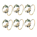 Miniatyrbillede 1 af 5: Servietring Gylden Perle Blomst Servietringe Sæt Af 6 Metal Serviet