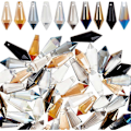 Miniatyrbilde 1 av 5: 60 stk. Glass Istapp Prisme Anheng 10 Farger Elektroplettert Krystall Lysekrone Glassperler 20mm Topp Boret Dråpe Avstandsperler for DIY Håndverk Smykker Halskjede