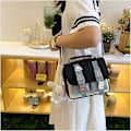 Miniatyrbillede 2 af 5: Kawaii Skuldertaske med Søde Pins Kawaii Tote Taske til Piger Skole Crossbody Rygsæk Casual Mode (Sort)