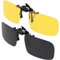 Miniatyrbild 1 av 4: Clip On Solglasögon 2 Pack, Polariserad Lins Passar Över Receptglasögon, Flip Up Style 1