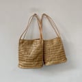 Miniatyrbilde 3 av 5: Skulderveske for kvinner, ensfarget, avslappet vevd strandveske for pendling og ferie Dark Beige