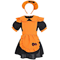 Pikkukuva 4 / 5: Tyttöjen Halloween-kurpitsapiika-asut, Halloween-piika Cosplay -asu XS