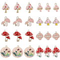 Miniatyrbild 1 av 5: 1 Ask 48 st 8 Stilar Svampar Berlocker Svampar Berlock Bulk Rosa Röd Svampar Emalj Berlock Fairy Berlock Växt Vår Berlock