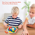 Miniatyrbild 4 av 5: Trähexagon Pussel Leksak Geometri Leksak Träpussel Pussel Färgglad Hexagon Geometrisk Pussel Lutande Intelligens Block Leksaker För 3-8 År Gamla Barn