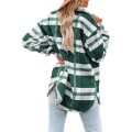 Miniatyrbilde 3 av 4: Kvinner Casual Rutete Langærmet Skjorter, Flanell Shacket Skjortejakker Green S