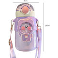 Miniatyrbillede 2 af 5: Kawaii Vandflaske med Sugerør, Søde Vandflasker med 3d Kawaii Sticker, Rustfri Stål Vandflaske 600ml (lilla)