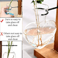 Miniatyrbillede 5 af 5: Glas Planteterrarium med Træfod Kreative Dobbelte Hjerte Glas Hydroponiske Vaser 1Heart Vase