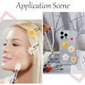 Miniatyrbillede 5 af 5: 80 STK 10 Stilarter Cabochon Blomster Resin Charms 3D Daisy Blomster Flatback Mini Tusindfryd Løse Perle Cabochons Charms