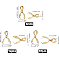 Miniatyrbilde 4 av 5: 36 stk. 3 Stiler Gullfargede Klypebeslag 304 Rustfritt Stål Ispigg Klypebeslag Charms Låser Koblinger for DIY Håndverk Smykkefremstilling Hull 3,5-4mm Lang