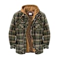 Miniatyrbillede 2 af 5: Herre Varm Vatteret Foret Bomuldsjakke Med Hætte Knap Ned Lynlås Lange Ærmer Plaid 4XL Color 10