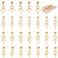 Miniatyrbilde 1 av 5: 40 stk. 4 Størrelser Gullfargede Kopp-Peg Bails 304 Rustfritt Stål Klype-Bails for Halvborede Perler Skrueøye-Peg Bails for DIY Smykkefremstilling
