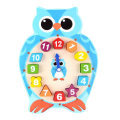 Miniatyrbild 1 av 2: Baby Leksaker Småbarn Leksak Cartoon Djur Design Färgglad Trä Klocka Tid 1-12 Siffror Tidig Inlärning Pedagogisk Leksak Present Till Små Pojkar Flickor (uggla) Blue