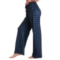 Miniatyrbillede 2 af 4: Dame Pyjamasbukser Stræk Lounge Bukser Ternede Pyjamasunderdele Navy 3XL
