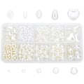 Miniatyrbilde 1 av 5: 689 stk. Perleperler for håndverk 10 stiler Imitert perle Akrylperler Runde hjerte Rombe Oval Dråpeformet Ris Løse perler med hull for DIY Halskjede