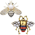 Pikkukuva 1 / 5: 2 kpl Rhinestone Pearl Bee Rintaneulat Hunajamehiläisriipus/rintaneula Muoti Kristallihyönteisneulat