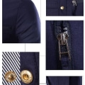 Miniatyrbild 3 av 5: Herr Slim-fit långärmad, Fashion Casual långärmad skjorta Navy 2XL