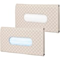 Miniatyrbillede 1 af 5: Bil Vævskasse (2 Stykker), Bil Vævsholder Solskærm, PU Læder Bil Maske Dispenser (23x13cm) - Beige