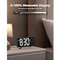 Miniatyrbild 2 av 5: Väckarklockor för Sovrum, Multifunktionell Klocka med FM-Radio & Projektion, 0-100% Dimmer & Radio Volym, Böjd Skärm, Dubbla Alarm, USB-Laddare, Cr White