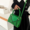 Miniatyrbillede 4 af 5: Dame Skuldertaske Retro Klassisk Håndtaske Pu Læder Clutch Taske Med Lynlås green