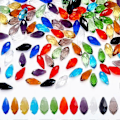 Miniatyrbillede 1 af 5: 100 stk. Facetterede dråbeformede glasperler, 10 farver, transparente vanddråbe krystalglasperler, topborede dråbeafstandsstykkeperler til gør-det-selv håndværk smykker halskæde