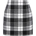 Miniatyrbillede 3 af 5: Dame Højtaljet Ternet Nederdel, Bodycon Pencil Uld Mini Nederdele Grey S