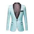 Miniatyrbillede 1 af 3: Herre Blomstret Revers Blazer Jakkesæt Print Dinner Smokingjakke light green xl
