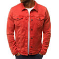 Miniatyrbilde 4 av 5: Herre Denim Slim Jakker Ensfarget Langermet 2 Frontlommer Frakk For Høst Ny 2XL B