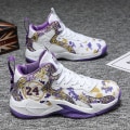 Miniatyrbillede 3 af 5: Herre Basketballsko Letvægts Åndbare Vandresko Atletiske Mode Sneakers 3D8909 WhitePurple EU 44