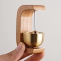 Miniatyrbild 3 av 5: Trädörrklocka,magnetisk dörrklocka - Högljudd dekorativ dörrklocka i trä - Rustik inomhusprydnad i mässing för inflyttningspresent