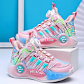 Miniatyrbild 4 av 5: Pojkar Basketbollskor Hög Ovandel Andas Sport Skor Anti Slip Mode Sneakers 3F299 Pink EU 32