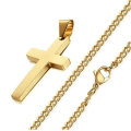 Miniatyrbild 2 av 5: Kors Halsband för Män, Rostfritt Stål Korshänge Halsband Gold