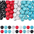 Miniatyrbillede 1 af 5: 100 stk. krakelerede sten cabochoner 12mm flad bagside ædelsten perler blandede farver syntetiske turkis cabochoner til smykkefremstilling