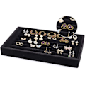 Miniatyrbillede 3 af 5: 4-pak Fløjl 7 Slots Ring Øreringe Fremvisningsbakker Holder Skuffeindsats Smykke Display Organizer