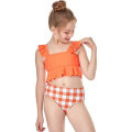 Miniatyrbild 1 av 5: Flickor Badkläder Små Volanger Sommar Strand Split Badkläder Bikini orange 116