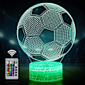 Miniatyrbilde 1 av 5: Fotball 3D Illusjonslampe, Fotballgaver til Gutter Jenter, 3D Nattlys med 16 Farger Endre Fjernkontroll, Dekorativ Bordlampe, Kreativ Bursdag