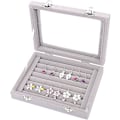 Miniatyrbillede 3 af 5: 7 Rum Velvet Glas Ring Smykke Display Opbevaringsboks Bakke Etui Holder Ørering Organizer Stativ Grå