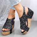 Miniatyrbillede 4 af 5: Sandaler Damer Tyk Sål Retro Sandaler Damer Sequin Nitter Velcro Sandaler Black EU 42