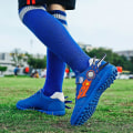 Miniatyrbillede 5 af 5: Drenge Piger Fodboldstøvler Anti-Slip Fodboldstøvler Knopper Græs Fodbold Sneakers y210 Blue EU 39