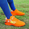 Miniatyrbillede 5 af 5: Drenge Piger Fodboldstøvler Anti-Slip Fodboldstøvler Knopper Græs Fodbold Sneakers y210 Orange EU 38