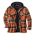 Miniatyrbilde 1 av 3: Quiltet Tykk Rutete Langermet Løs Jakke Herre Hettegenser Quiltet Foret Flanell Hette Full-zip Skjortejakke L Orange