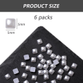 Miniatyrbilde 2 av 5: 6 poser 1200 stk. Hvite Neglepynt Flatback Hjerte/firkant/trekant/diamant Multi Former 3d Neglepynt Materiale Utsmykninger For Neglekunst DIY Håndverk Acce square 5*5MM