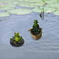 Miniatyrbillede 5 af 5: Vand Flydende Frø Have Dam Statue Resin Vand Flydende Frø Ornament Figur Statue Håndværk Sød Roende Frø Statue Gård Plæne Dekorationer Frø O Style 4