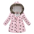 Miniatyrbillede 1 af 5: Pigevinterfrakke Jakke Hætte Børn Blomsterprint Parka Overtøj Pink 1 130