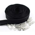 Miniatyrbillede 2 af 3: #8 Store Nylon Spirallynlåse i metermål, bulk, sort, 10 yards med 10 stk. skydere til gør-det-selv syning, skrædderarbejde, håndværk, tasker (sort 10 yards)
