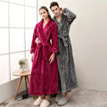 Miniatyrbillede 2 af 9: 1 stk. Badekåbe i parstil, fortykket langærmet lang badekåbe, superblødt loungewear, lang kåbe til efterår og vinter, badeværelsesartikler 3XL Rose Red