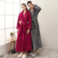 Miniatyrbillede 2 af 9: 1 stk. Badekåbe i parstil, fortykket langærmet lang badekåbe, superblødt loungewear, lang kåbe til efterår og vinter, badeværelsesartikler XL Dark blue