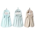 Miniatyrbillede 1 af 5: Søde Håndklæder, Badeværelseshåndklæder med Hængende Ringe, Køkken, Badeværelse, Soveværelse Mikrofiber Koral Fløjl Absorberende Håndklæder Set4